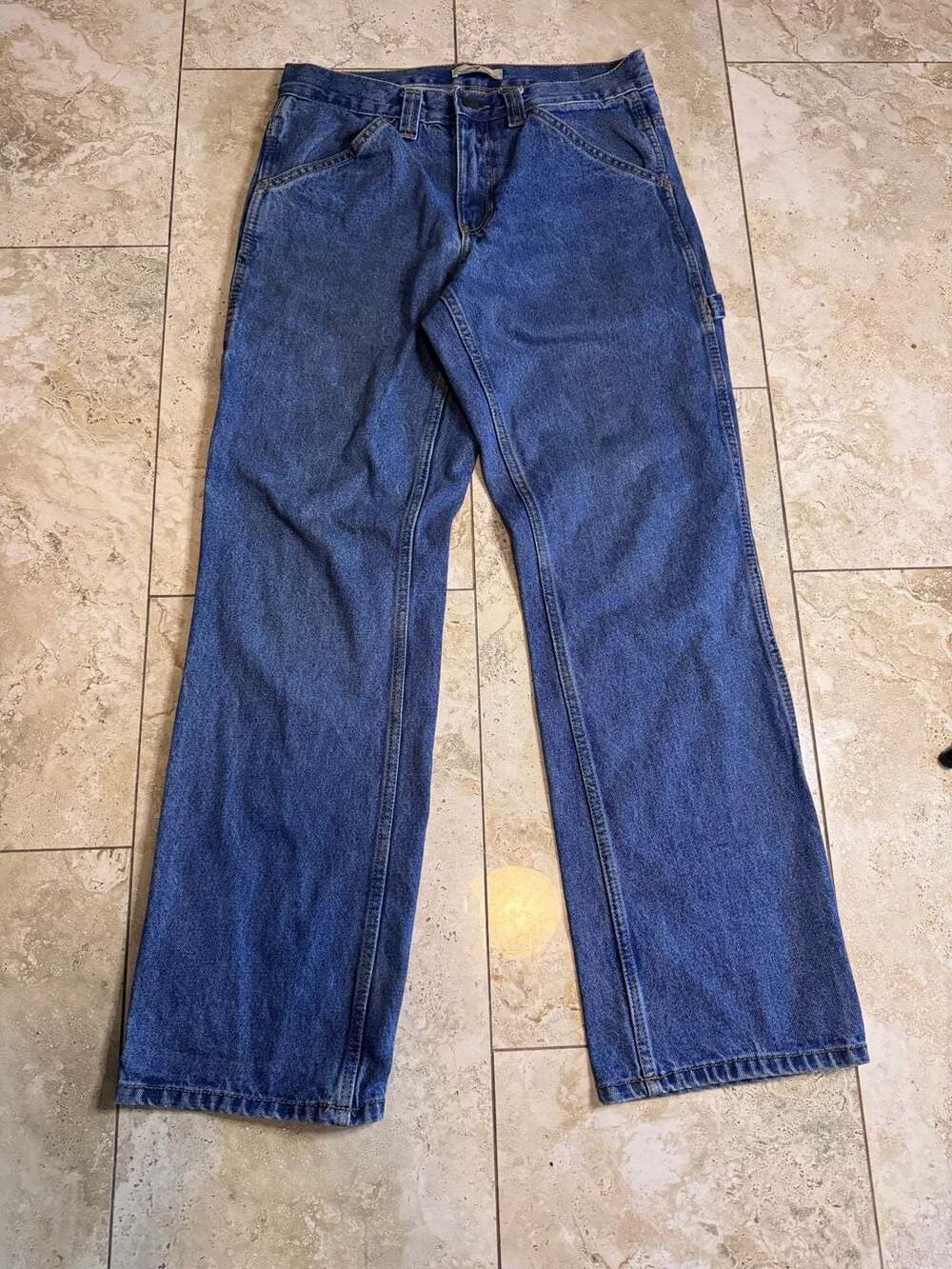 Blue Mountain Denim Men's Blue Cotton Carpenter Utility Jeans Size 30x32